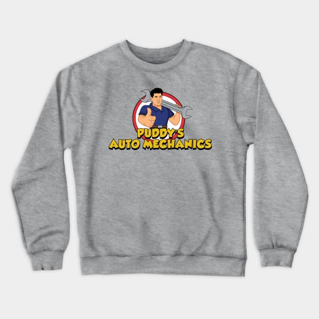 Puddy's Auto Mechanics Crewneck Sweatshirt by tvshirts